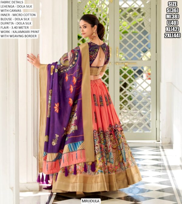 New Launching Festival Lehenga Choli In Dola Silk With Kalamkari Print Work