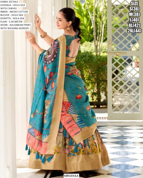 New Launching Festival Lehenga Choli In Dola Silk With Kalamkari Print Work