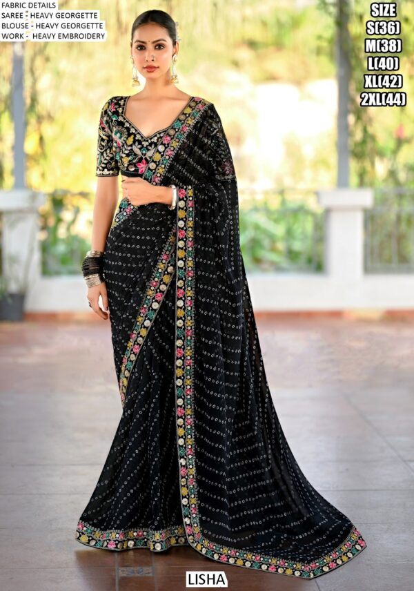 Party Wear Sarees In Georgette With Heavy Embroidery Blouse For Women