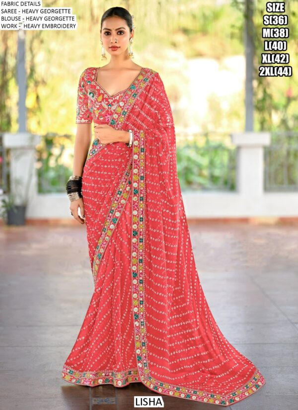 Party Wear Sarees In Georgette With Heavy Embroidery Blouse For Women