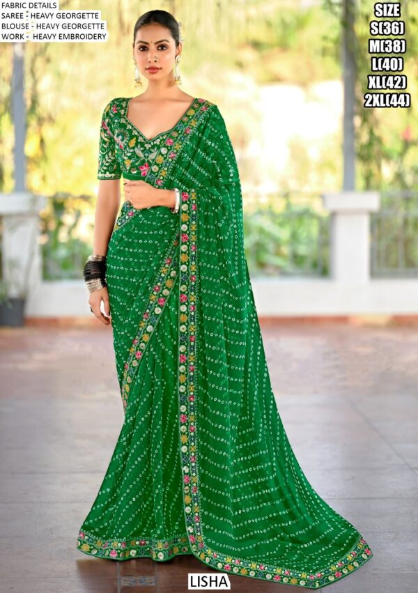 Party Wear Sarees In Georgette With Heavy Embroidery Blouse For Women