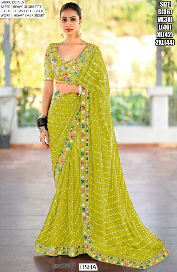 Party Wear Sarees In Georgette With Heavy Embroidery Blouse For Women