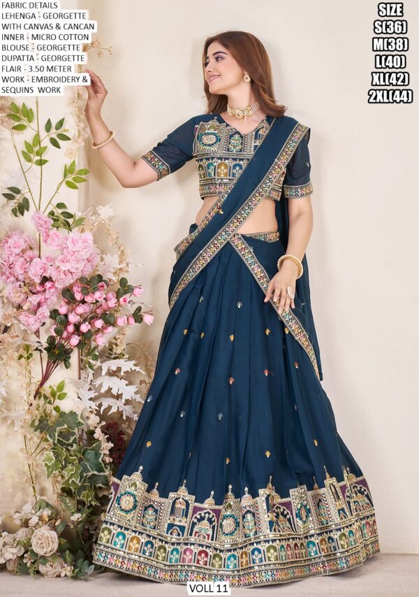 A Designer Semi-Stitched Georgette Lehenga Choli Collection For Weddings