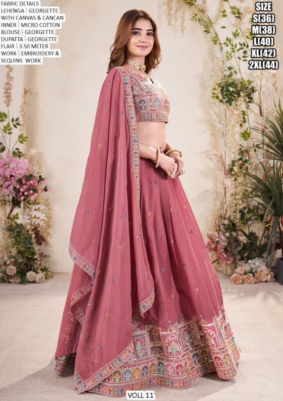 A Designer Semi-Stitched Georgette Lehenga Choli Collection For Weddings