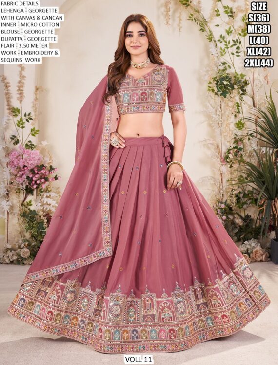 A Designer Semi-Stitched Georgette Lehenga Choli Collection For Weddings