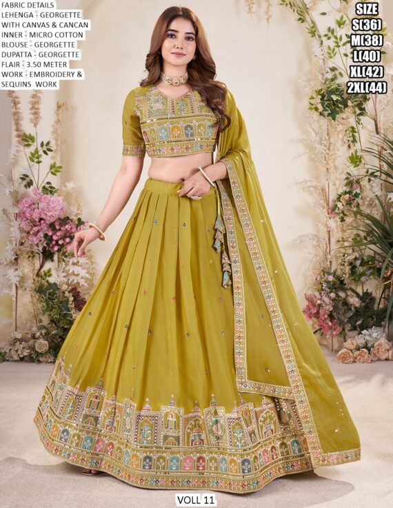 A Designer Semi-Stitched Georgette Lehenga Choli Collection For Weddings