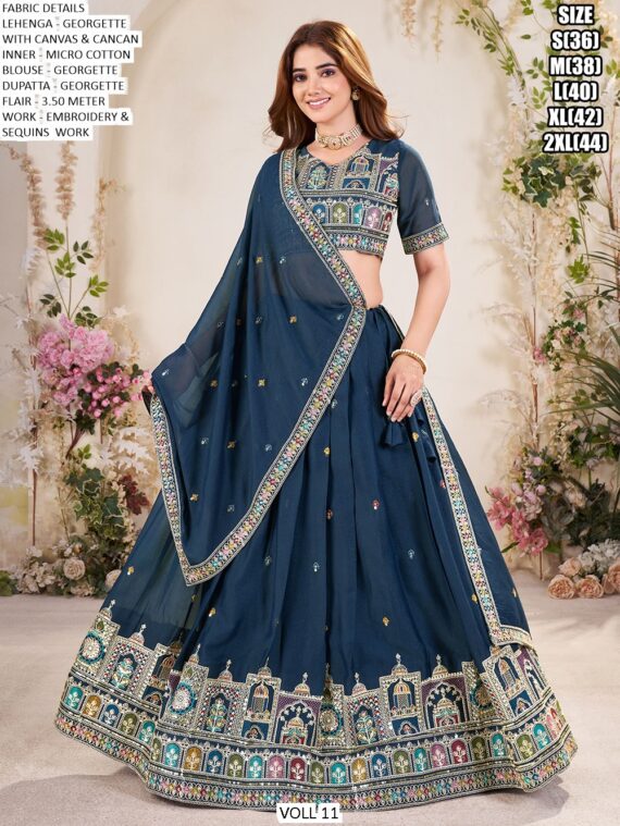 A Designer Semi-Stitched Georgette Lehenga Choli Collection For Weddings