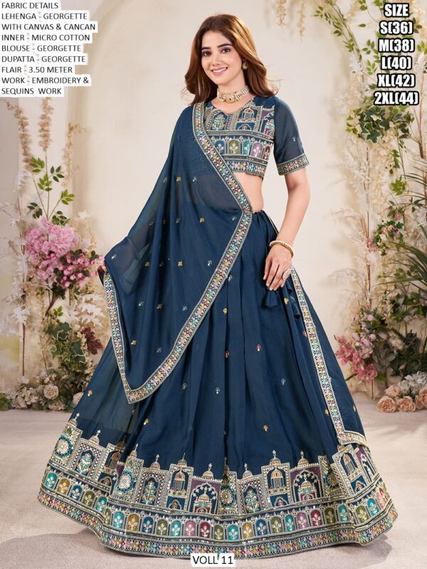 A Designer Semi-Stitched Georgette Lehenga Choli Collection For Weddings