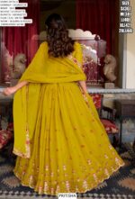 We Brings You Wedding Wear Traditional Lime Yellow Georgette Lehenga Choli Set
