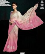 Contemporary Fancy Fabric Party Wear Ombre Shaded Flower Patch Work Saree Collection