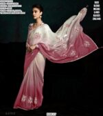 Contemporary Fancy Fabric Party Wear Ombre Shaded Flower Patch Work Saree Collection