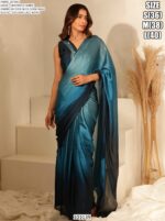 Ombre Pattern Ready Pleated Party Style Ready To Wear Saree With Blouse