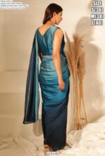 Ombre Pattern Ready Pleated Party Style Ready To Wear Saree With Blouse