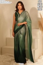 Ombre Pattern Ready Pleated Party Style Ready To Wear Saree With Blouse