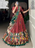 Elegant Kalamkari Tussar Silk Lehenga Set With Foil Work And Gotta Patti Dupatta