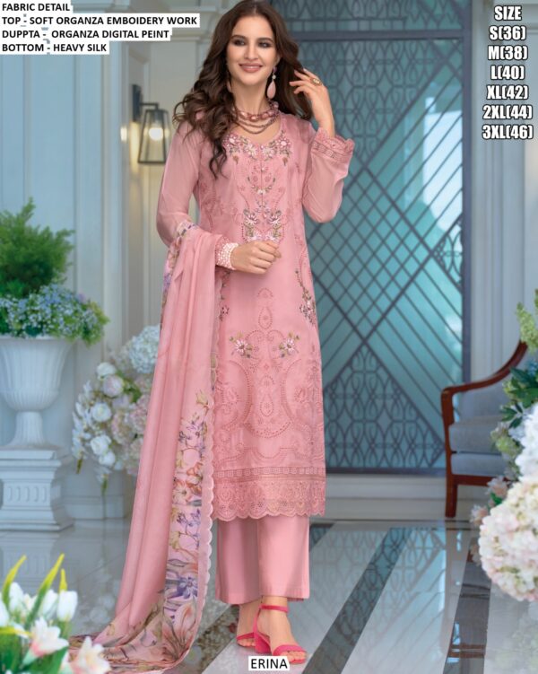 Buy Soft Organza Women's Embroidered Festive Wear Readymade Kurti Pant Sets