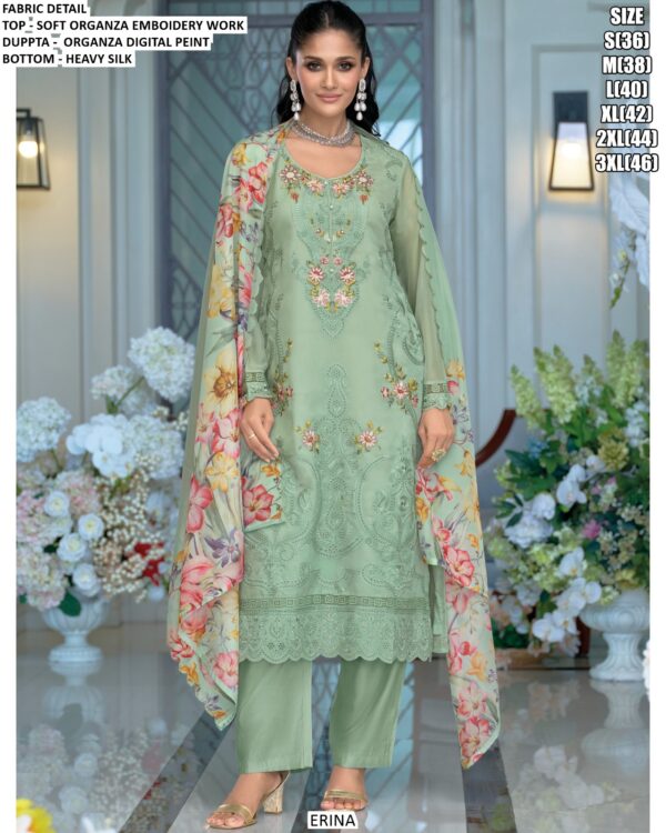 Buy Soft Organza Women's Embroidered Festive Wear Readymade Kurti Pant Sets