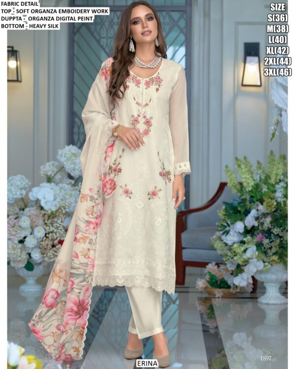 Buy Soft Organza Women's Embroidered Festive Wear Readymade Kurti Pant Sets