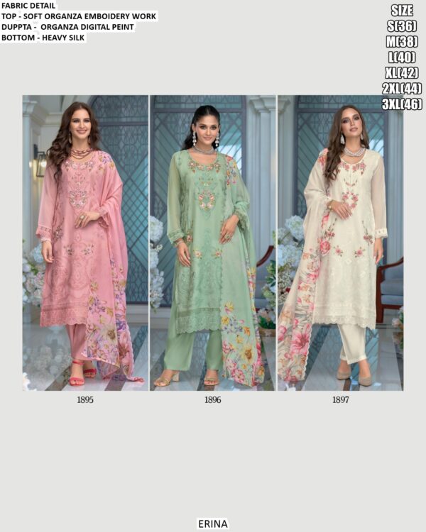 Buy Soft Organza Women's Embroidered Festive Wear Readymade Kurti Pant Sets