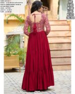 Maroon And Black Coloured Attractive Gamthi Embroidered Navratri Special Gowns