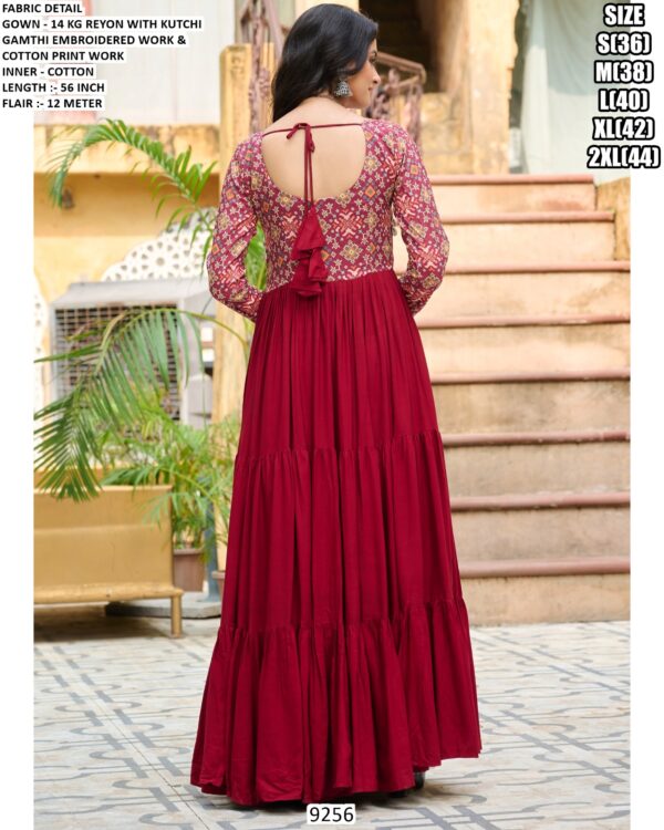 Maroon And Black Coloured Attractive Gamthi Embroidered Navratri Special Gowns