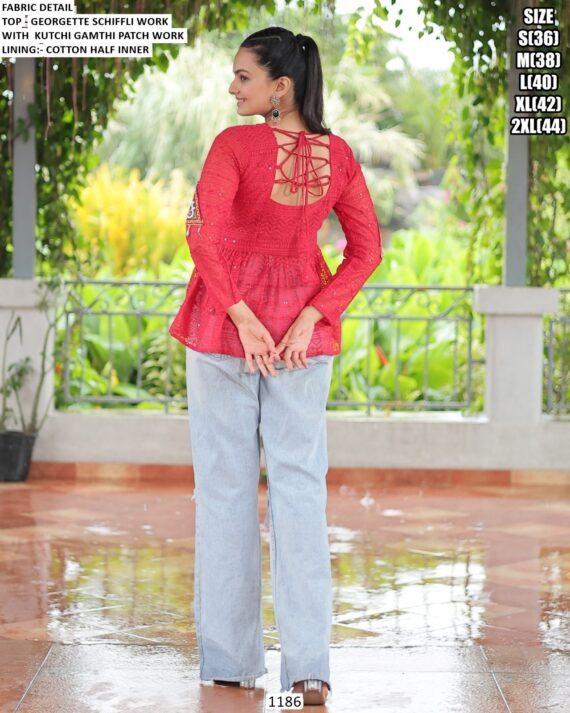 Kutchi Gamthi Patch With Schiffli Work Navratri Special Short Tops