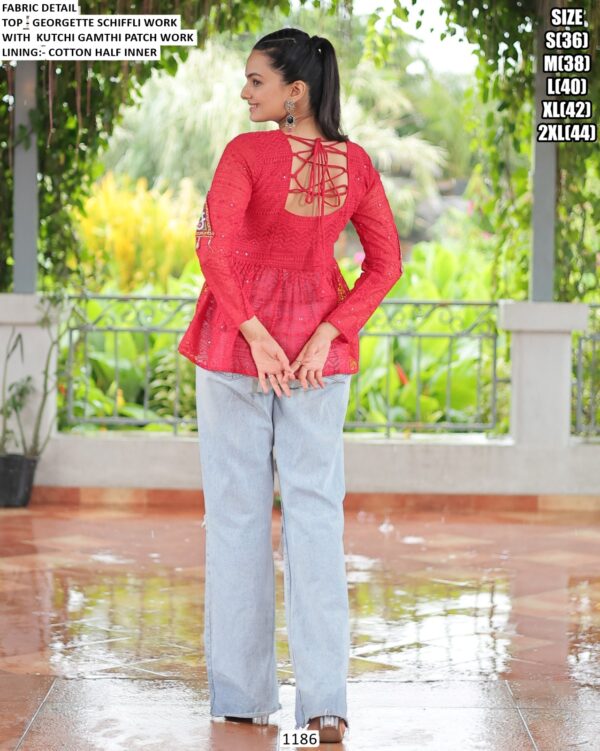 Kutchi Gamthi Patch With Schiffli Work Navratri Special Short Tops