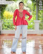 Kutchi Gamthi Patch With Schiffli Work Navratri Special Short Tops