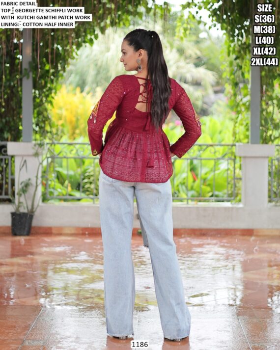 Kutchi Gamthi Patch With Schiffli Work Navratri Special Short Tops