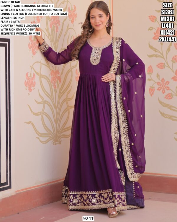 Faux Blooming Georgette Attractive Embroidered Wedding Gown With Dupatta