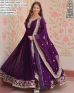 Faux Blooming Georgette Attractive Embroidered Wedding Gown With Dupatta