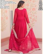 Faux Blooming Georgette Attractive Embroidered Wedding Gown With Dupatta