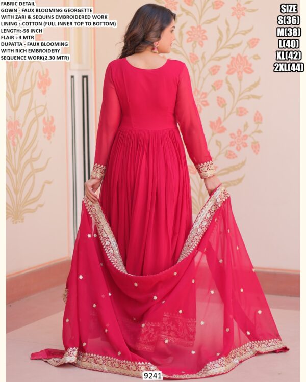 Faux Blooming Georgette Attractive Embroidered Wedding Gown With Dupatta