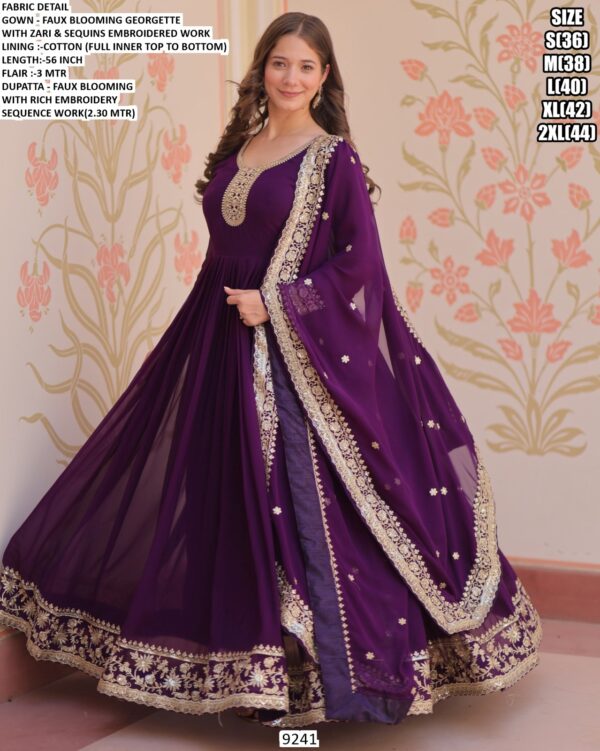 Faux Blooming Georgette Attractive Embroidered Wedding Gown With Dupatta