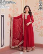 Faux Blooming Georgette Attractive Embroidered Wedding Gown With Dupatta