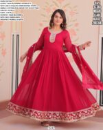 Faux Blooming Georgette Attractive Embroidered Wedding Gown With Dupatta