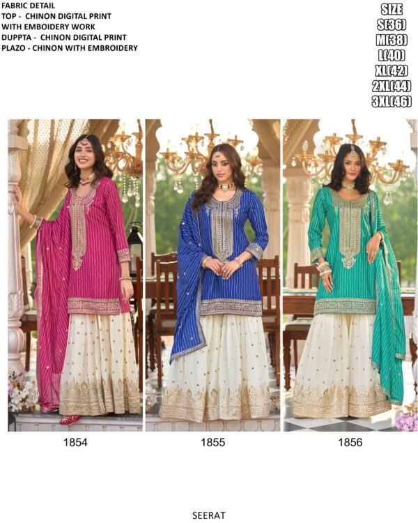 Seerat Chinon Digital Printed With Embroidered Festive Wear Salwar Kameez (Readymade Suits)