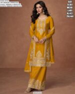 Heavy Embroidery Designer Party Wear Straight Premium Chinon Silk Salwar Kameez