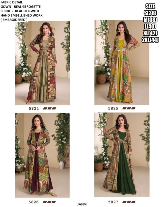Party Look Exclusive Designer Indo-Western Style Jacket With Gown Collection