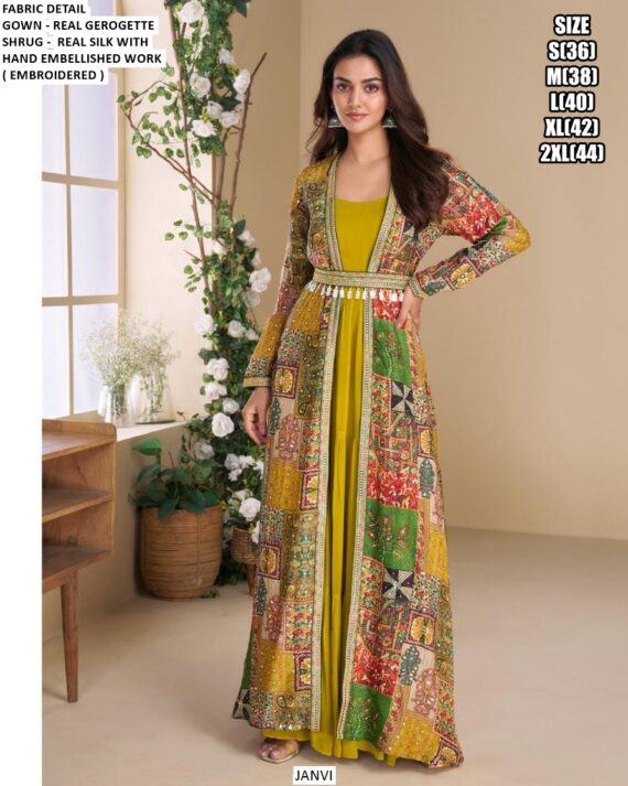 Party Look Exclusive Designer Indo-Western Style Jacket With Gown Collection