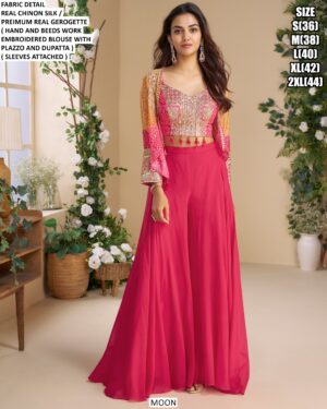 Bold Colour Readymade Partywear Three Piece Indo-Western Sets With Contemporary Charm