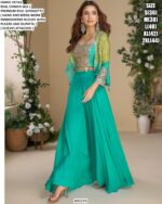 Bold Colour Readymade Partywear Three Piece Indo-Western Sets With Contemporary Charm