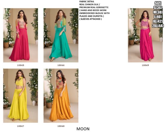 Bold Colour Readymade Partywear Three Piece Indo-Western Sets With Contemporary Charm