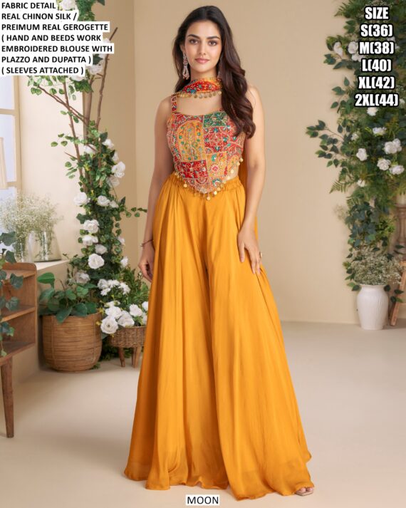 Bold Colour Readymade Partywear Three Piece Indo-Western Sets With Contemporary Charm