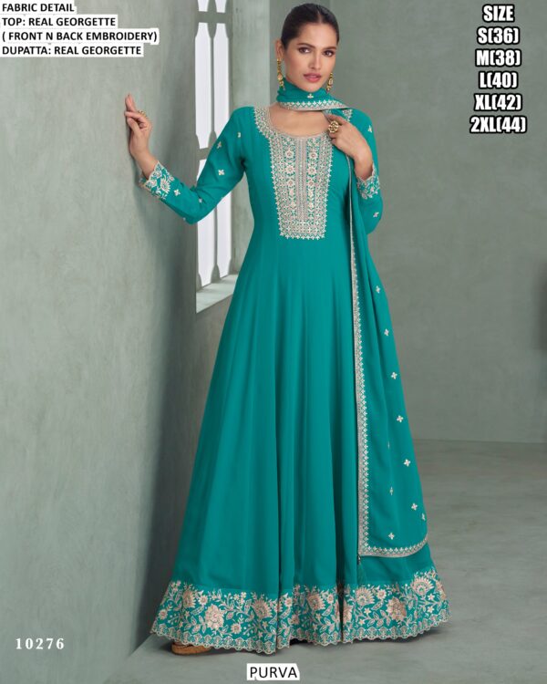 Shop Designer Georgette Embellished Wedding Wear Gown With Dupatta