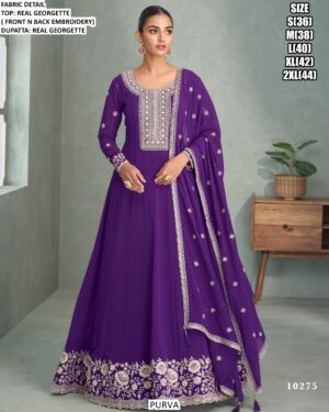 Shop Designer Georgette Embellished Wedding Wear Gown With Dupatta