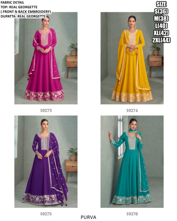 Shop Designer Georgette Embellished Wedding Wear Gown With Dupatta