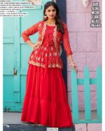 Stylish Shrug With Top Lehenga Set Bandhej Print – Perfect For Navratri And Weddings