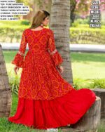 Festive Wear Pure Bandhej Lehenga Choli And Attached Shrug Set For Garba Nights