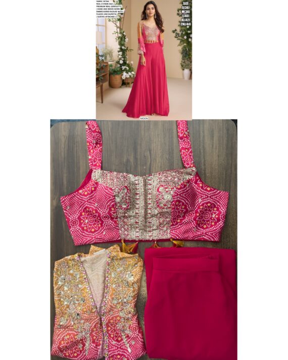 Bold Colour Readymade Partywear Three Piece Indo-Western Sets With Contemporary Charm